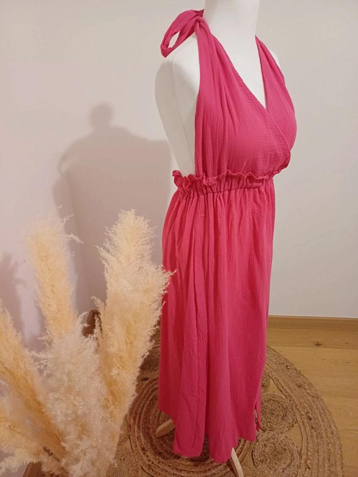 Robe rose longue en gaze de coton neuve Estee Brown taille M/L 38/40 - photo numéro 5
