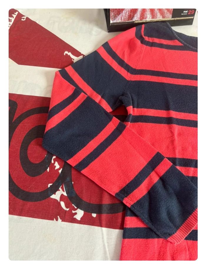 Sweat Tommy Hilfiger M/L rouge liserés bleu - photo numéro 3