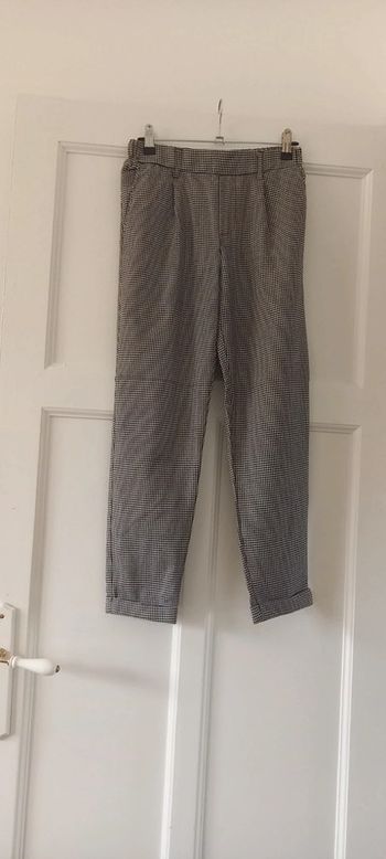 Pantalon droit motif pied de poule noir et blanc bershka 38