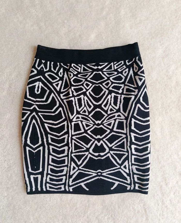 Mini jupe Sweewë S/M noir et blanc taille élastique soie et polyamide - photo numéro 3