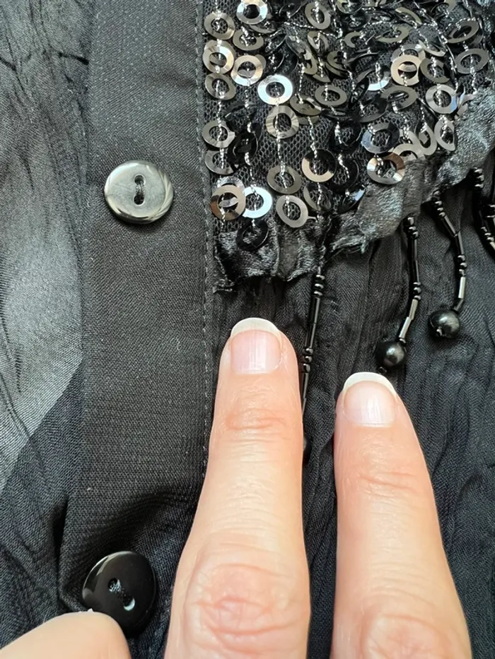 Chemise sequins perles mesh matière froissée Goth Vampire Whimsigoth vintage 90s - Taille S - photo numéro 9