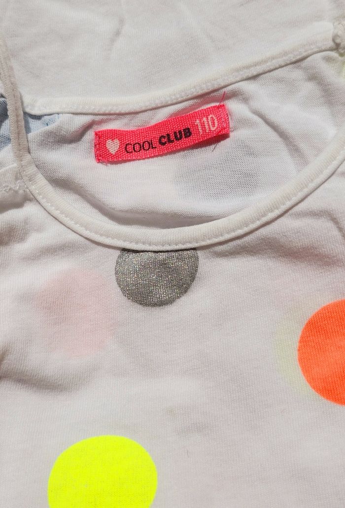 Débardeur fille blanc ronds colorés taille 5 ans Cool Club - photo numéro 2