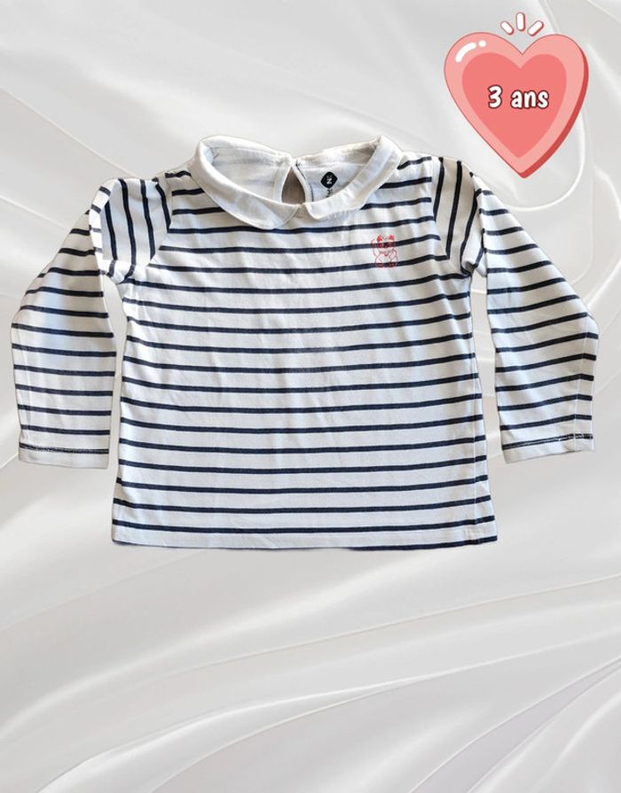 Haut manches longues marinière fille 3 ans
