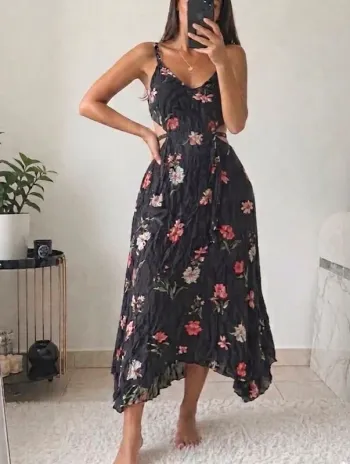 🌸 Robe Longue Fleurie Bohème - Hollister - Détails Cut-Out - Taille XS / S
