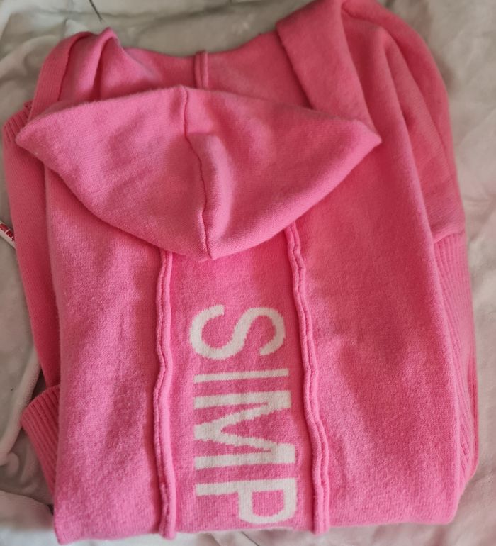 Long gilet maille oversize rose neuf - photo numéro 4