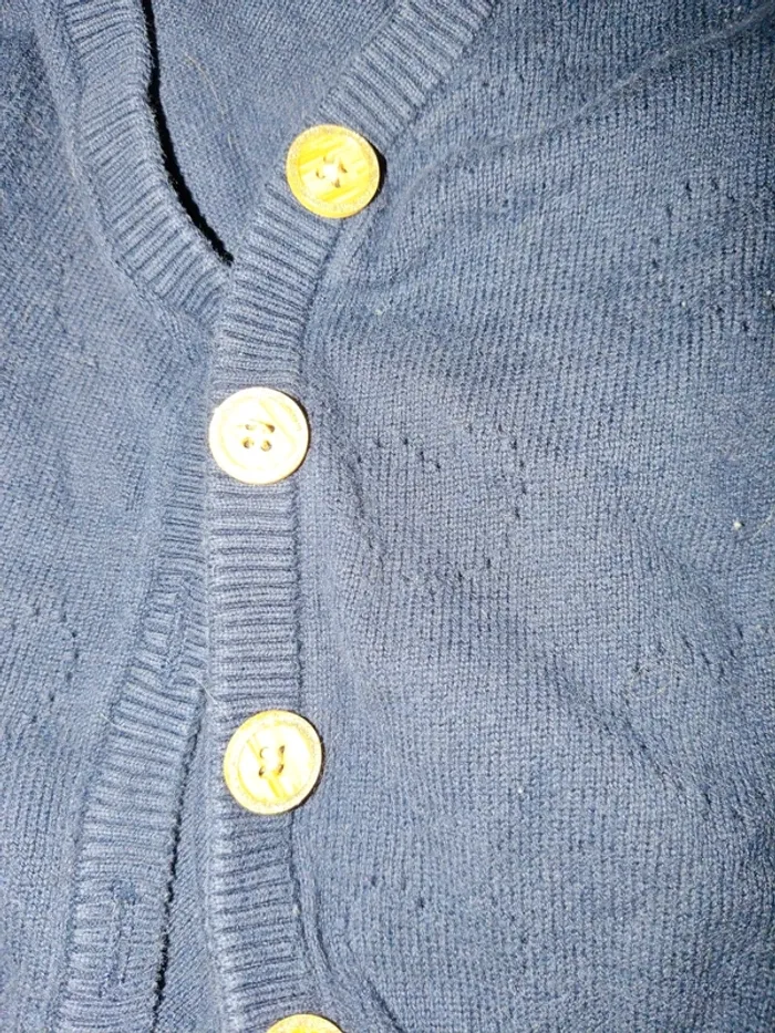 Pull bleu marine gilet à boutons avec strass motif coeur orchestra 104cm - photo numéro 4