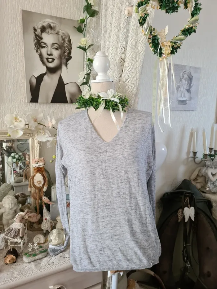 Pull fin gris Mango Taille S