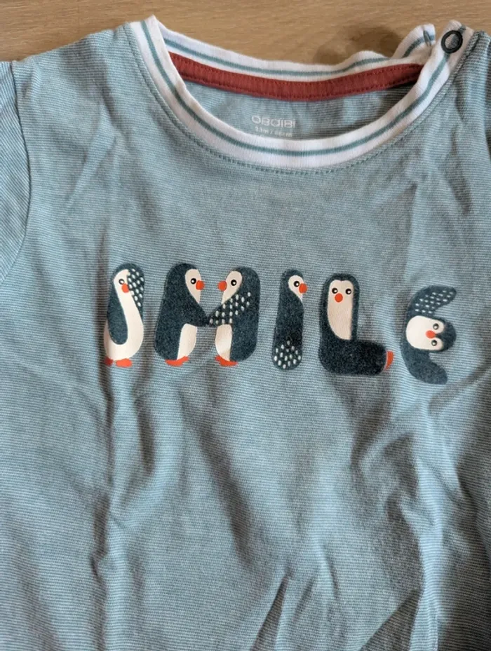 T-shirt manches longues Obaibi 23 mois Smile Pingouin - photo numéro 2
