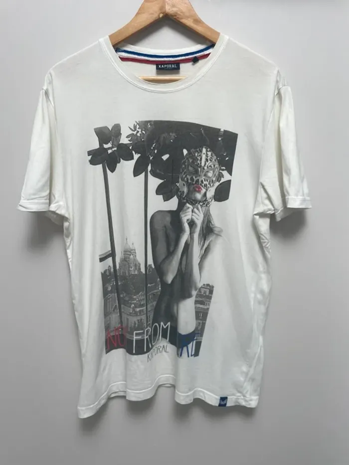 T-shirt white Paris Kaporal Mens Size Large
