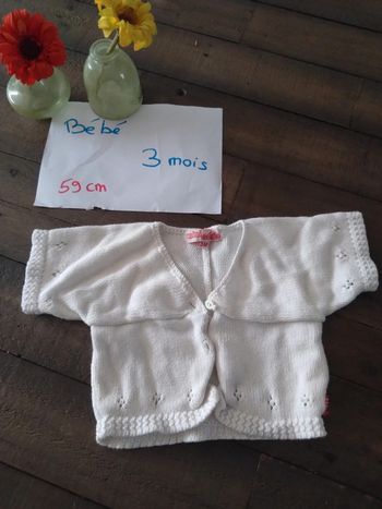 Gilet blanc bébé fille 3 mois