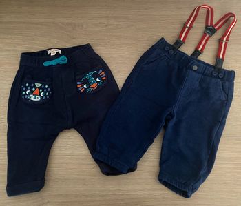 Lot 2 pantalons bretelles DPAM 9 mois