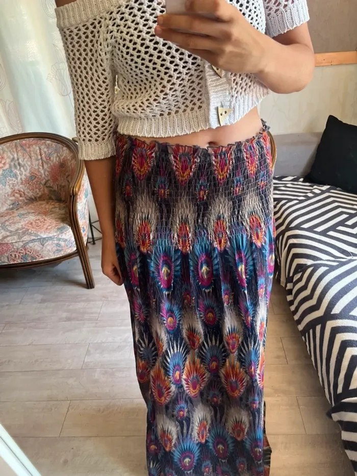 Jupe longue maxi skirt vintage bohème champêtre hippie bohemian - photo numéro 2
