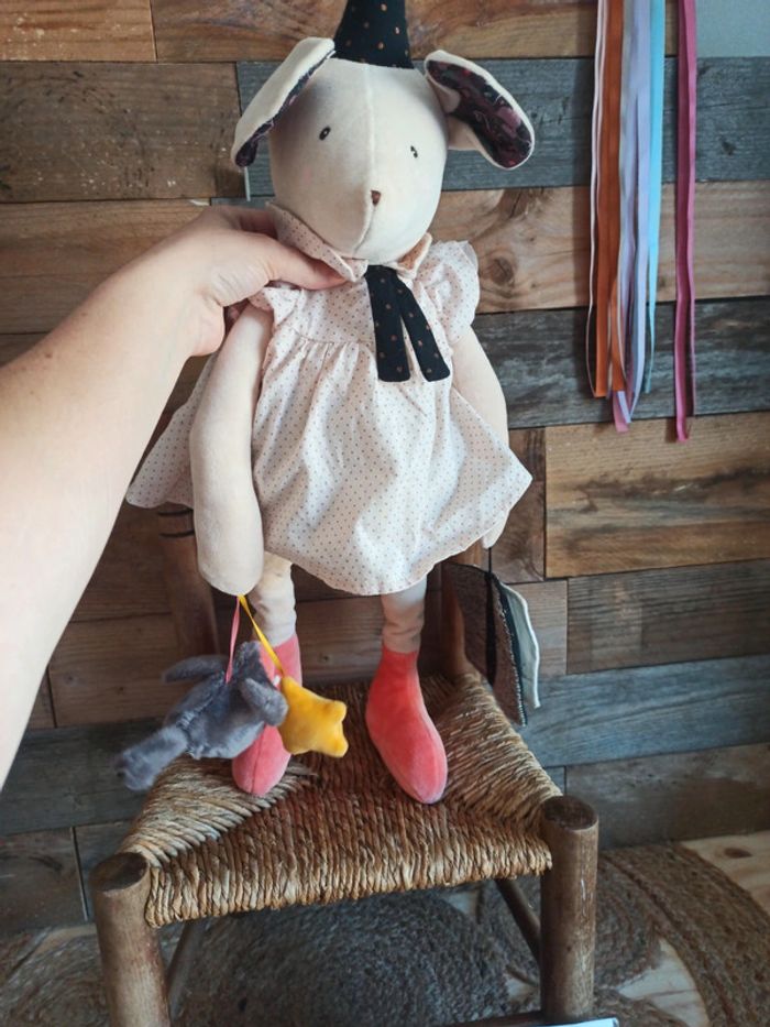 Peluche souris d activités moulin roty tbe - photo numéro 4