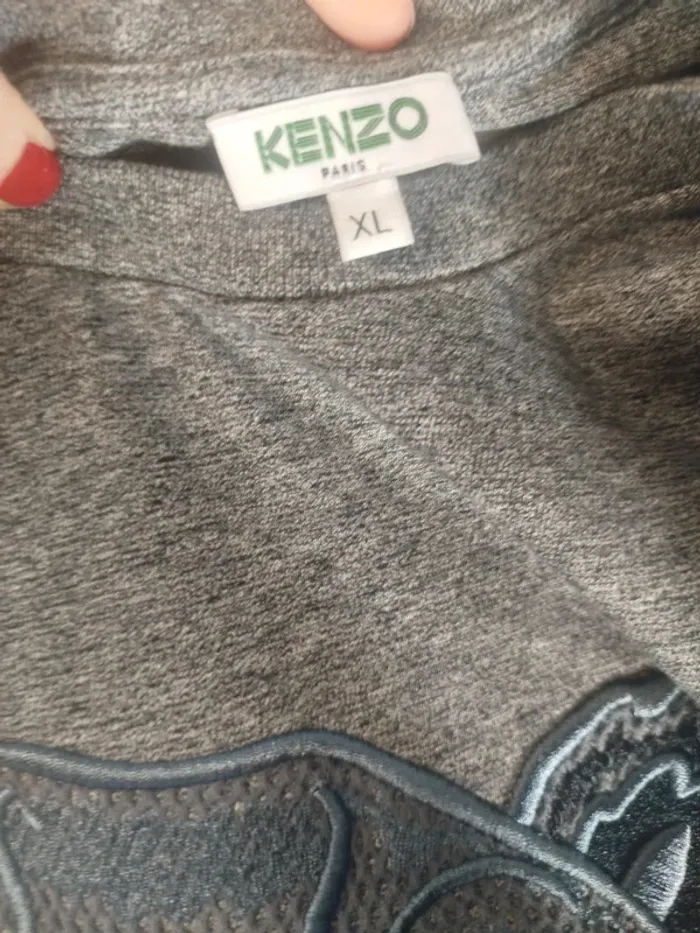 T-shirt gris Kenzo tigre brodé logo devant, coupe droite, taille XL A210 - photo numéro 7