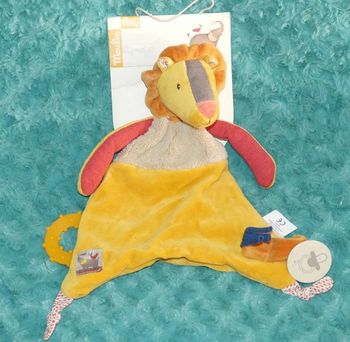 Doudou plat lion papoum Moulin roty jaune 🦁 Neuf