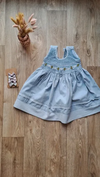 Robe malgache bleu clair 12 mois été