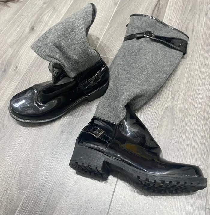 Bottes pluie hautes noires et grises