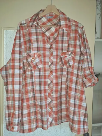 Chemise à carreaux femme oranger tbe comme neuve FD Joseph T5 50/52