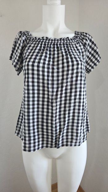 Top vichy noir et blanc Kiabi – épaules dénudées – taille L