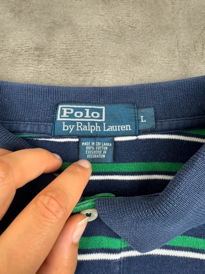 Polo Ralph Lauren à rayures Bleu et Vert Taille L - photo numéro 7
