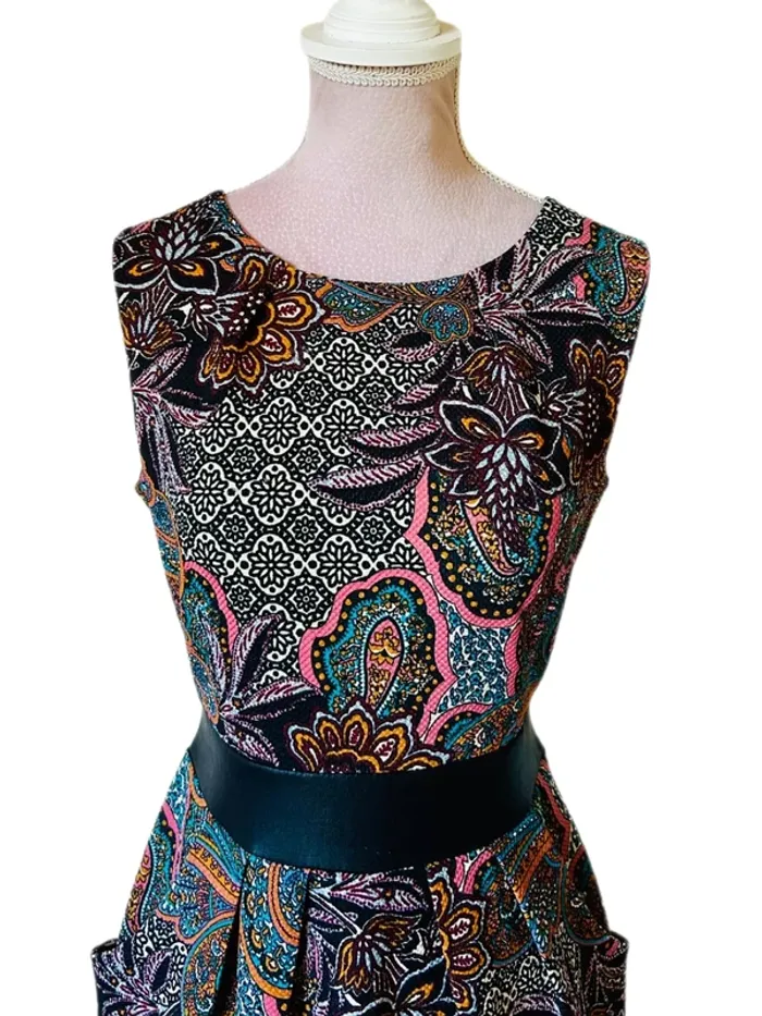 🧡🍁Robe vintage italien S/M folk romantique motif cachemire ethnic chic paisley dress 🍁🧡 - photo numéro 10