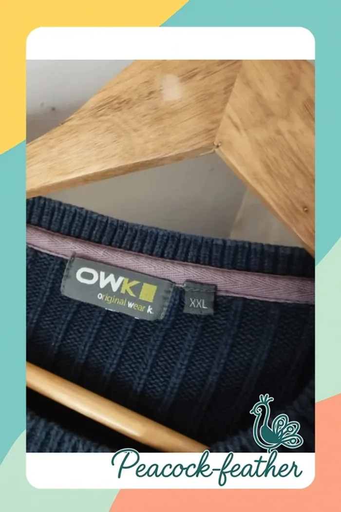 Pull bleu xxl/44 owk homme - photo numéro 9