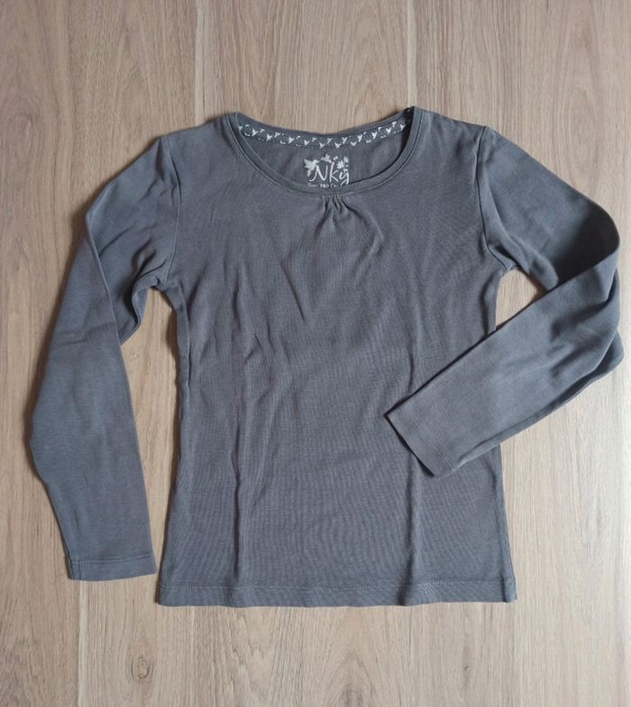 T-shirt manches longues gris mauve NKY 10 ans
