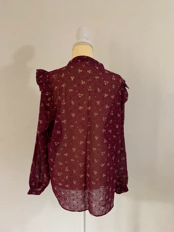 Blouse violette fleurie à volants – Kilky Paris - Taille L - photo numéro 3