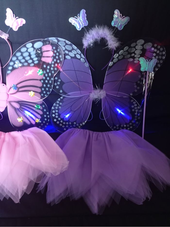 Lot déguisement papillon rose et violet à LED - photo numéro 4