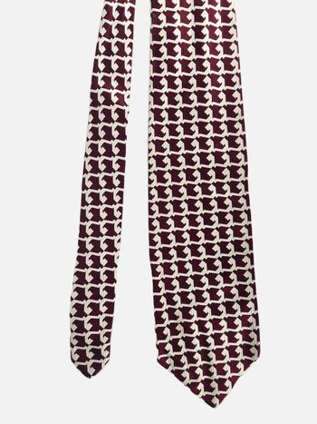Cravate Vintage Lanvin Paris - 100% Soie - Motif Géométrique / Bordeaux