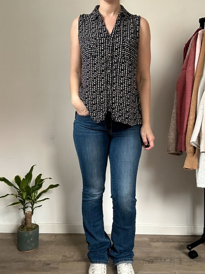 Chemise sans manches noire et blanche – Taille 36/38 – Très bon état