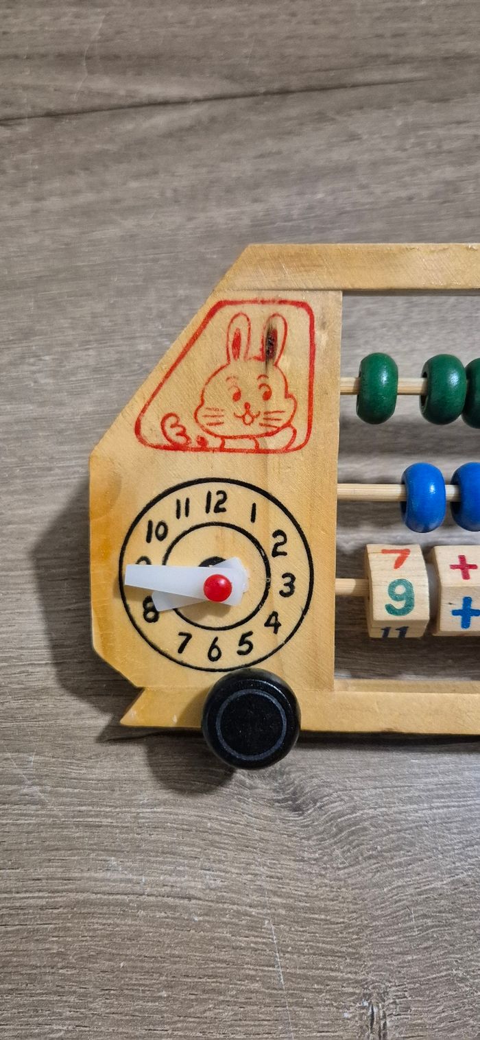Ancien boulier avec horloge vintage - photo numéro 3