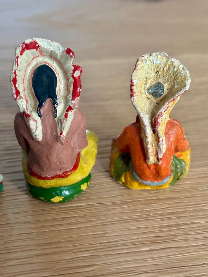 Rare-Lot de 4 Indiens en Composition des Années 60 Peints à la Main - photo numéro 9