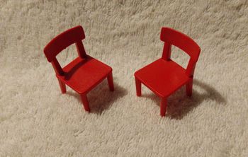 lot Playmobil 2 chaise rouge salle à manger cuisine bureau