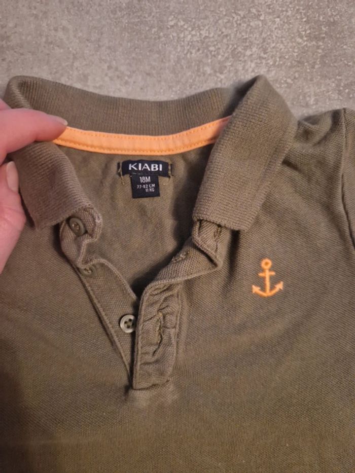 Lot 2 polo manche courte bébé garçon été kaki bleu ciel T18mois TBE ikks kiabi - photo numéro 2