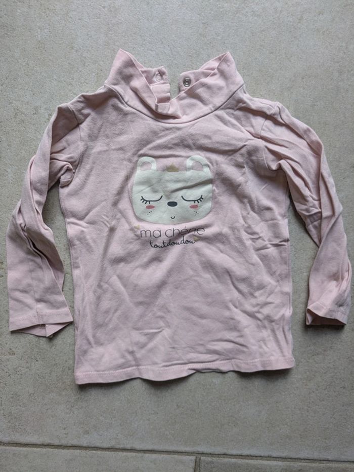 Tee-shirt à manches longues fille rose très bon état ma chérie
