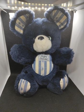 Peluche plush ours lapin  bleu tartine et chocolat  #geektradedoudou