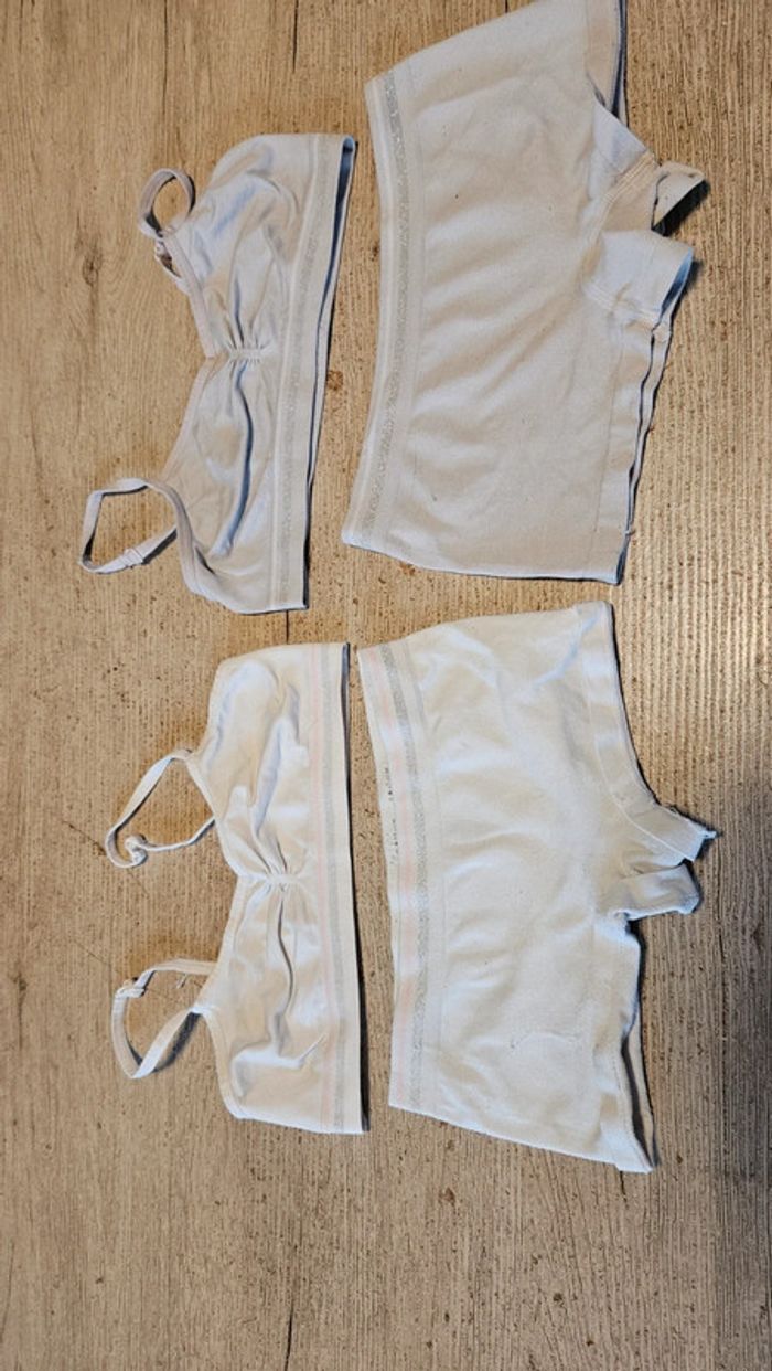 Lot de 2 ensembles fille de 6/8 ans blanc et gris - photo numéro 4