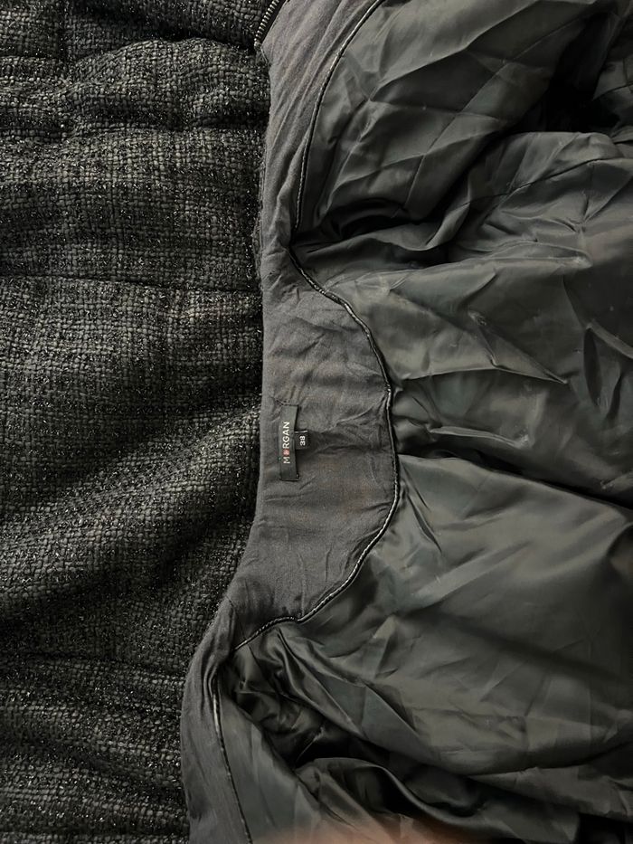 Manteau droit long matelassé noir pailleté Morgan - photo numéro 7