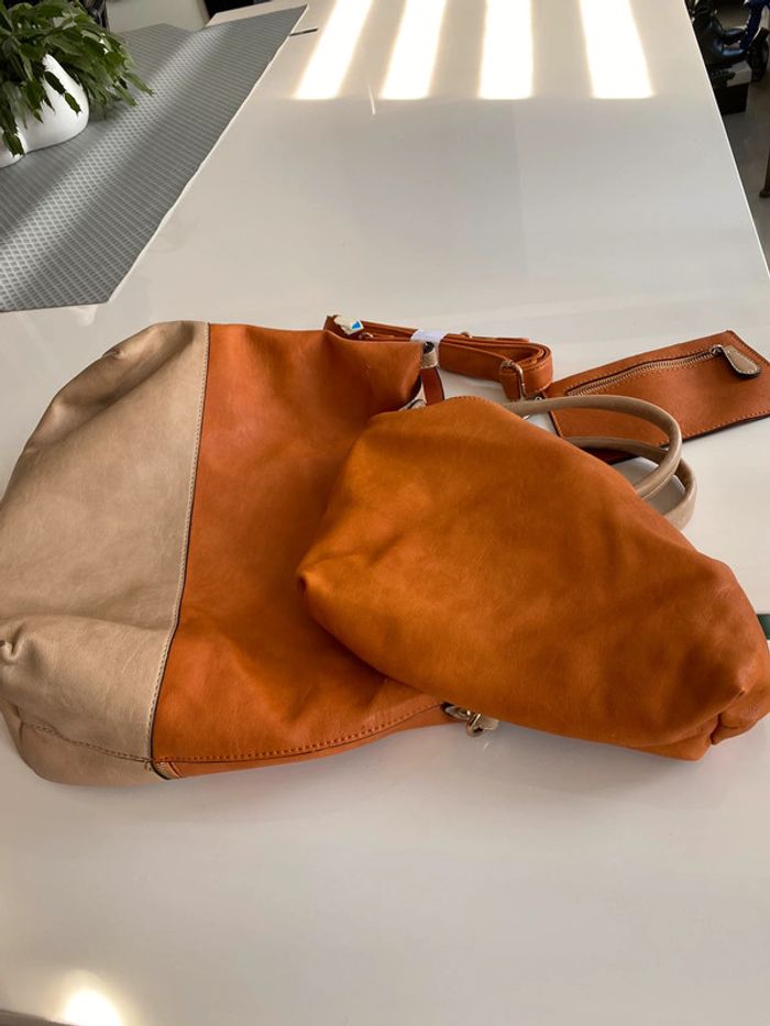 Ensemble 3 pièces sac à main pochette maquillage porte carte - photo numéro 7
