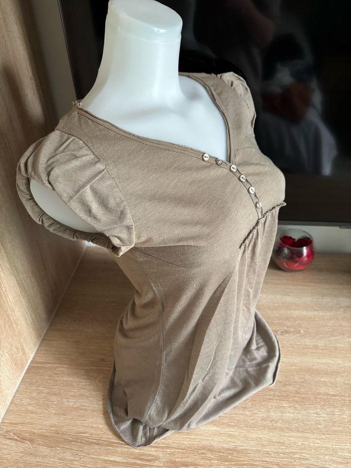 Haut manche courte marron cache cache taille S - photo numéro 3