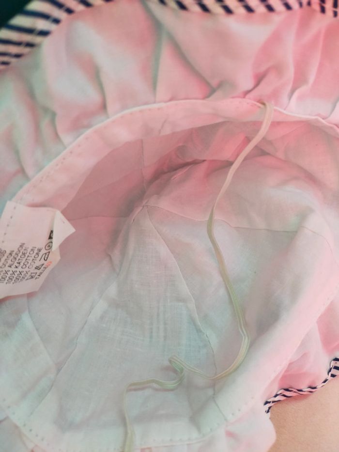 Bob bébé rayé & poisson brodé – Taille 49 cm – 100% coton - photo numéro 4