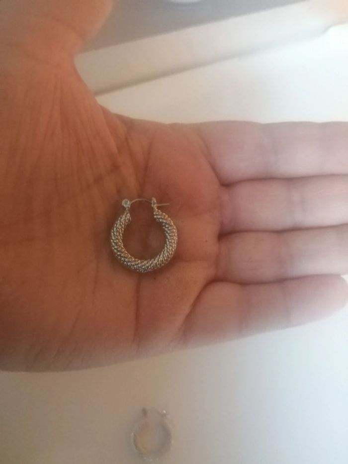 🌸#Créoles #tréssées #Acier #argenté "#vintage - photo numéro 3