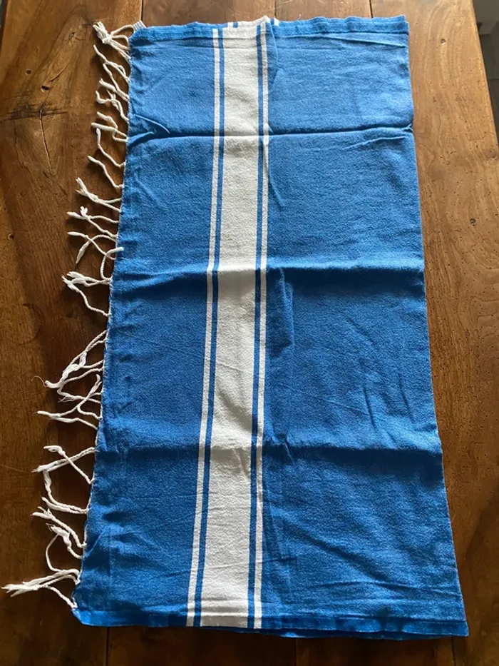 Fouta de plage Foutazur bleue - photo numéro 4
