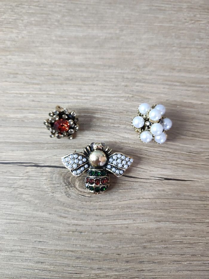 Trio broche abeille rétro