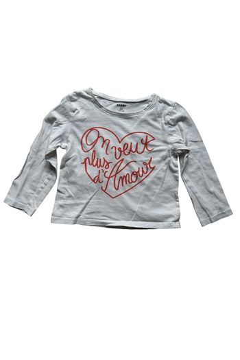 T-shirt manches longues blanc avec cœur Kiabi 3 ans