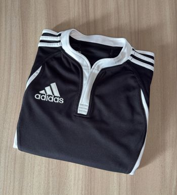 T-shirt Adidas vintage noir – Année 2008 -Bandes blanches & gros logo – Taille M