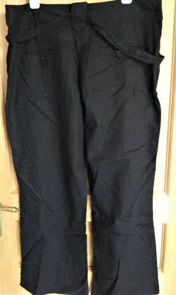 Pantalon lin noir large à ponts taille 44