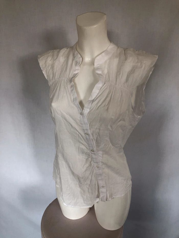 Blouse blanche boutonnage diagonal Kookai taille 40 très bon état - photo numéro 9