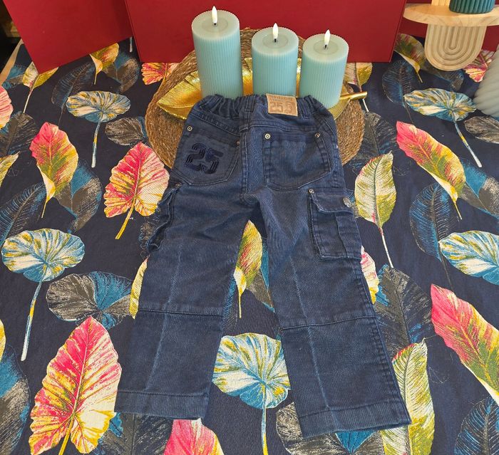 Pantalon bleu velours côtelé 24 mois - photo numéro 2